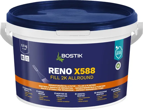 Bostik Reno X588 Fill 2K Reparatur-Mörtel 2,5 kg in grau von Bostik