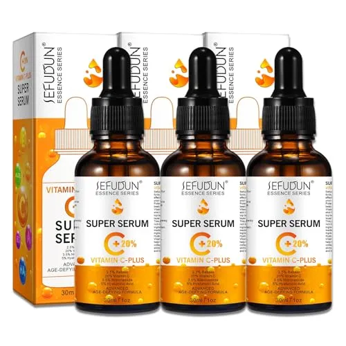 P-Beauty Vitamin C Plus Serum für Gesicht mit 20% Vitamin C, Retinol, Niacinamid & Hyaluronsäure - Gesichtsserum für Faltenreduktion, Glow Pigmentflecken - Hauptpflege Serum straffende Haut (3x30ml)