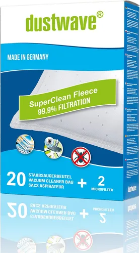 Staubfilterbeutel (Superpack) | Filtertüten passend für Adix - QU 370 / QU370 Bodenstaubsauger von dustwave® Markenstaubbeutel – Germany + inkl. Micro-Filter 40