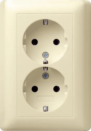 Gira 078001 Doppel Schuko Steckdose Standard 55, cremeweiß