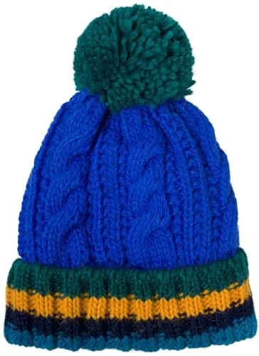 styleBREAKER Kinder Strick Bommelmütze - Skullies & Beanies für Mädchen, mit Zopfmuster und weichem Fleece-Futter für warmen Tragekomfort im Winter. Ideal für Kinder von 3 bis 5 Jahren.