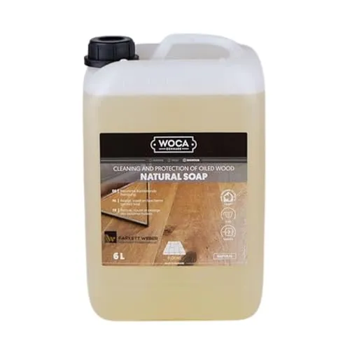 WOCA Denmark Holzbodenseife Natur 6 L für Holzböden - Effektive Holzbodenseife zur Pflege und Reinigung von geölten, gewachsten und geseiften Böden. Für strahlenden Glanz und langanhaltende Schönheit.