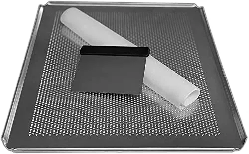 LEHRMANN 3-teiliges Backset - Lochblech 44,5 x 37,5 cm, Silikonmatte, Teigschaber Edelstahl, Backset für Hobbybäckerinnen