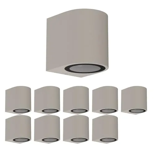 ledscom.de 10 Stück Wandleuchte ALSE für außen, IP54, Downlight, grau matt, rund, 1x GU10 max. 35W