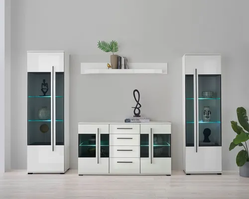 Home affaire Wohnwand Cantara, (Set, 4-St), enthält zwei Vitrinen, ein Sideboard und ein Wandboard