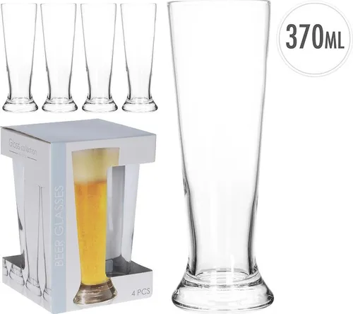 Koopman Biergläser Set - 4 Stück 370 ml transparentes Glas