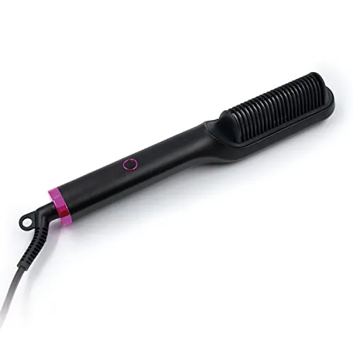 ELISON Elektrische Glättbürste, 5 Temperaturstufen, ideal für alle Haartypen, automatische Abschaltung, mit Etui, Farbe Schwarz-Fuchsia