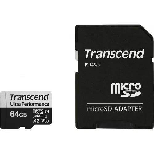 Transcend SD microSD Card SDXC USD340S w/adapter (64 GB, microSDXC, U3, UHS-I) (TS64GUSD340S)