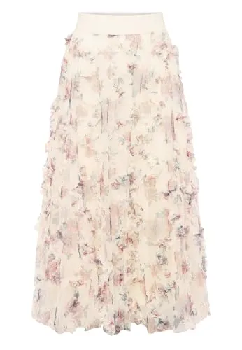 zero Damen Tüllrock mit Rüschen 34, Cream/Pink von Zero