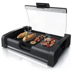 Arendo Gourmet Tischgrill mit Glasabdeckung 1650W