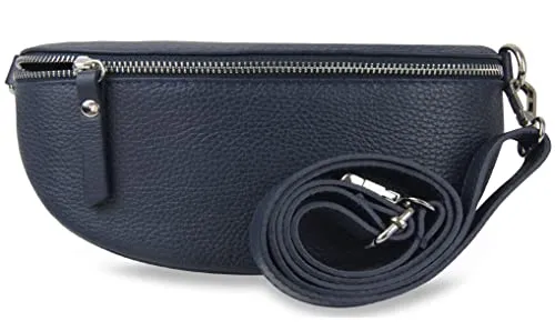 Frentree® Damen Echtleder Bauchtasche, Made in Italy - Damen-Schultertaschen aus hochwertigem italienischem Echtleder, mit silbernen Akzenten und praktischer Innentasche für sichere Aufbewahrung.