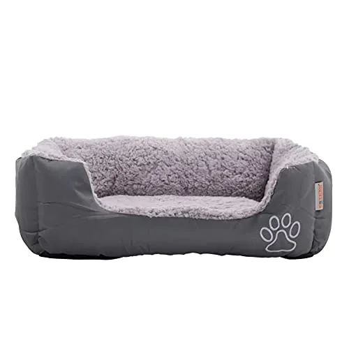 ESTEXO Hundebett Hundekissen Haustierbett Hundekorb Tierbett Hundesofa Dunkelgrau/Grau 60x48x18 cm