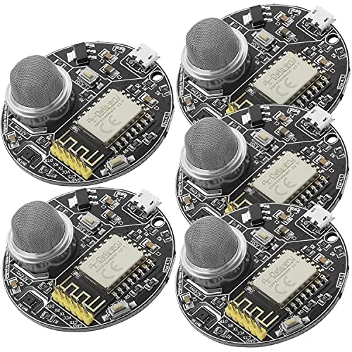 AZDelivery 5 x AZ-Envy WLAN ESP8266-12F Entwicklungsboard - Mainboards mit Feuchtigkeits- und Luftqualitätssensor, ideal für mobile Wetterstationen und Gasdetektoren, inklusive E-Book zur schnellen Einrichtung.