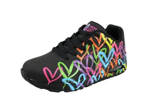 Skechers Damen UNO Highlight Love Sneaker, Schwarz/Multi, 41 EU - Damen-Sneaker mit flexibler Traktions-Laufsohle und gepolsterter Komfort-Einlegesohle für ultimativen Tragekomfort den ganzen Tag.