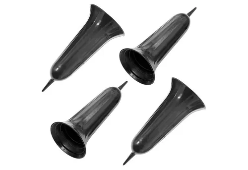 HAC24 Bodenvase Grabvase Kunststoff Schwarz Grabschmuck Friedhofsvase Grabdekoration (4 St), mit Erdspieß, 23 cm