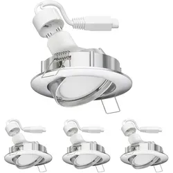 ledscom.de LED Decken-Einbaustrahler DEX chrom matt schwenkbar - Einbauleuchten mit schwenkbarem Leuchtenkopf für gezielte Lichtakzente. Robustes Aluminiumgehäuse, energieeffizient und ideal für Wohnzimmer, Küche oder Bad.