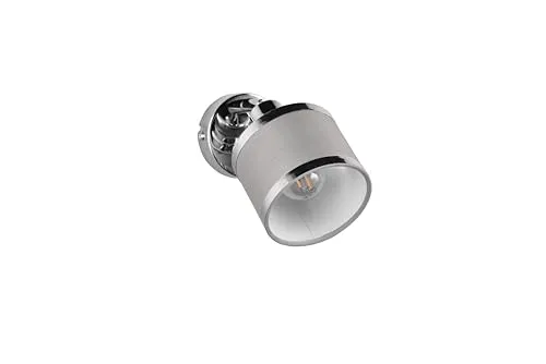 lightling Modern Wandlampe Aris, Stoffschirm in Grau, Wandspot, exkl. 1 x E14 max. 28W, Höhe 15 cm, Breite 10 cm, Metall, chrom