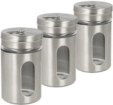 Metaltex Gewürzstreuer Set Glas/Inox, 100ml, 3-teilig, Ø5x8cm