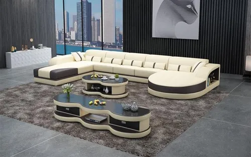 Luxuriöse U-Form Wohnlandschaft Polster Couch - Moderne Ecksofa in Schwarz mit Platz für mehr als 6 Personen. Ideal für Wohnzimmer und Arbeitszimmer, bietet höchsten Komfort und stilvolles Design.