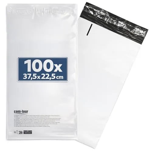 com-four® 100x Folienversandtaschen 37,5 x 22,5 cm, selbstklebende