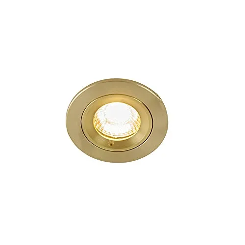 Qazqa - Modern Moderner Bad I Badezimmer Außen Einbaustrahler Gold I Messing rund IP44 - Xena I Außenbeleuchtung - Aluminium Rund - LED geeignet GU10