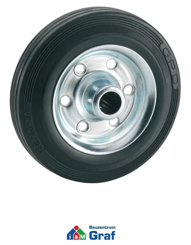 Dörner+Helmer Vollgummirad Ø125mm, Stahlblechfelge verzinkt, Rollenlager #830681