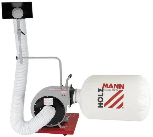 Holzmann Maschinen ABS850DBK_230V Absauganlage - Absauganlage mit 56l Behälter und 750W Leistung, ideal für Drechselbänke. Verstellbarer Absauganschluss und fahrbares Design für flexible Nutzung.