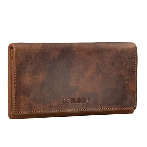 STILORD Damen-Geldbörse aus Leder braun - Vintage Portmonnaie mit RFID & NFC Schutz - Damen-Geldbörsen mit hochwertigem Rinds-Leder und integrierten RFID/NFC Blocker für maximale Datensicherheit. Inklusive Geschenkbox, ideal für stilbewusste Frauen.