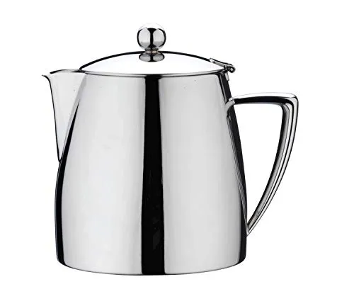 Café Stål Art Deco DT-017 Doppelwandige Teekanne aus hochwertigem 18/10 Edelstahl – Hochglanzpolitur, 17oz