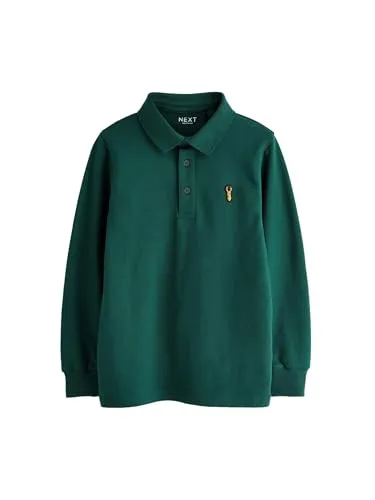 NEXT Jungen Standard Langärmeliges Polo-Shirt Dunkelgrün 128