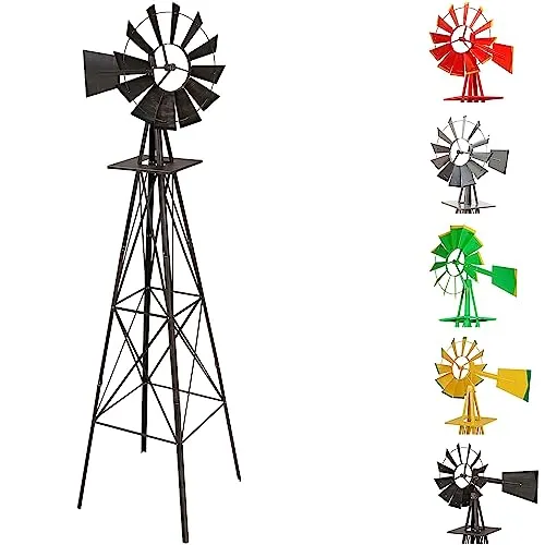 STILISTA Gigantisches Windrad im US-Style aus Stahl, 245cm hoch