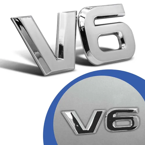 V6 Emblem Zeichen Chrom Schriftzug 3D Logo Auto Aufkleber Tuning Sticker Metall