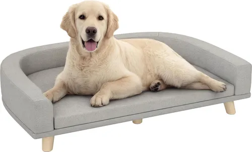 PawHut Hundebett Polyester, MDF - Hundebett für große Hunde, stilvolles Design mit erhöhter Basis für bessere Luftzirkulation und Feuchtigkeitsschutz - ideal für den Komfort Ihres Haustiers.