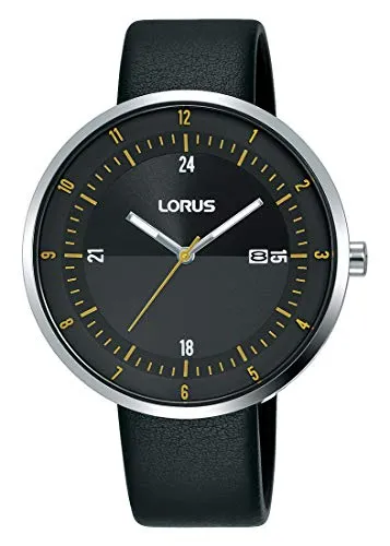 Lorus Fashion RH957LX9 Herrenuhr - Elegante Armbanduhr für Herren mit edelstahl Gehäuse, 42mm Durchmesser und wasserfest bis 5 ATM. Das schwarze Lederarmband und das grün leuchtende Ziffernblatt sorgen für einen stilvollen Auftritt.