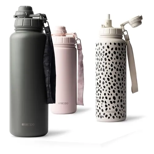 MAMEIDO Thermoflasche mit 2-in-1 Deckel - Thermoflaschen in 500ml, 700ml & 1,2l – Maximale Trinkkomfort dank integriertem Strohhalm, ideal für Büro, Training oder unterwegs.
