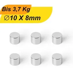 Stück Neodym Magnet 10mm x 8mm Supermagnete hohe Haftkraft Scheibenmagnet 10