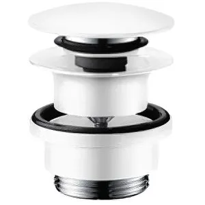 hansgrohe Ablaufgarnitur Push-Open - Montagezubehör in Weiß Matt - Sanitärinstallation, ideal für Waschtische mit Überlaufloch, Bedienung über praktischen Druckstopfen ohne Kipphebel.