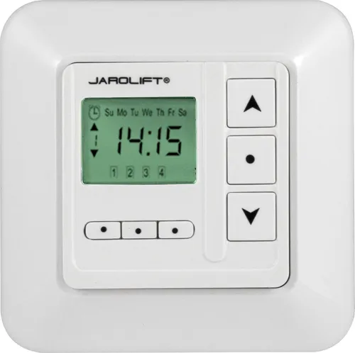 Jarolift Funk-Wandsender TDRC 4-Kanal Timer für Rollläden & Markisen - Funk-Wandsender TDRC für einfache Steuerung von JAROLIFT® Funkmotoren. Mit integriertem 4-Kanal Timer für individuelle Zeitsteuerung und edlem Design, passend für gängige Schalterprogramme.
