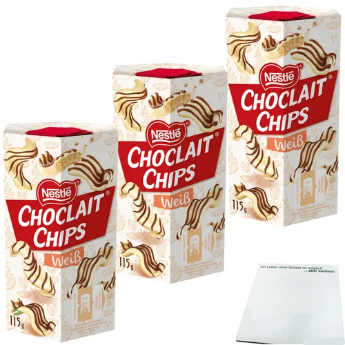 Nestle Choclait Chips White Weiße Schokolade 3x115g Packung usy Block