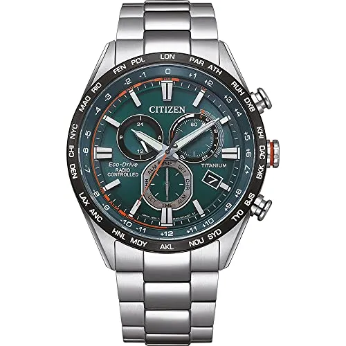 Citizen Funkuhr Alarm-Chronograph CB5946-82X Titanium - Armbanduhren für Herren mit Titan-Gehäuse, 100 m wasserdicht und mit umfangreichen Funktionen wie Chronograph, Weltzeit und Gangreserve-Anzeige.