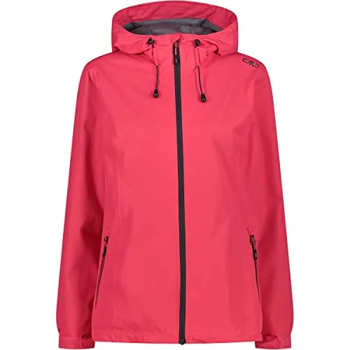 CMP Woman Jacket Fix Hood B880 Fragola 38 - Funktionsjacke für Damen, wasserdicht und winddicht mit verstellbarer Kapuze. Ideal für Outdoor-Aktivitäten, leicht verstaubar in der Seitentasche.