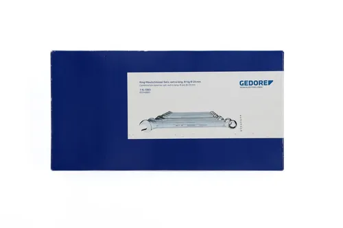 Gedore 6104880 7 XL-080 Ring-Maulschlüssel-Satz 8-teilig - Werkzeug-Sets mit metrischen Schlüsselweiten von 07 - 19mm, ideal für präzise Arbeiten und Langlebigkeit.