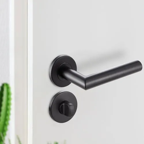 ID Dinkel Türgriff SCHWARZ Türgarnitur Türdrücker Türbeschlag Türklinke Innentür Bad WC EMILY WC Garnitur-SET