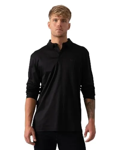 BOSS GREEN Langarm-Poloshirt Pirol - Casual Eleganz in Schwarz - Herren-Shirts mit Logo-Stickerei, aus 100% Baumwolle, ideal für einen lässigen Look im Alltag. Regular fit sorgt für optimalen Tragekomfort.