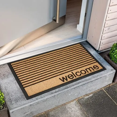 Fußmatte außen Border Graphic - Rutschfeste Schmutzfangmatte 45 x 75 cm - Robuste Eingangsmatte aus Gummi und Polypropylen, ideal für Nässe und Schmutz. Rutschfest und pflegeleicht, perfekt für jeden Eingangsbereich.
