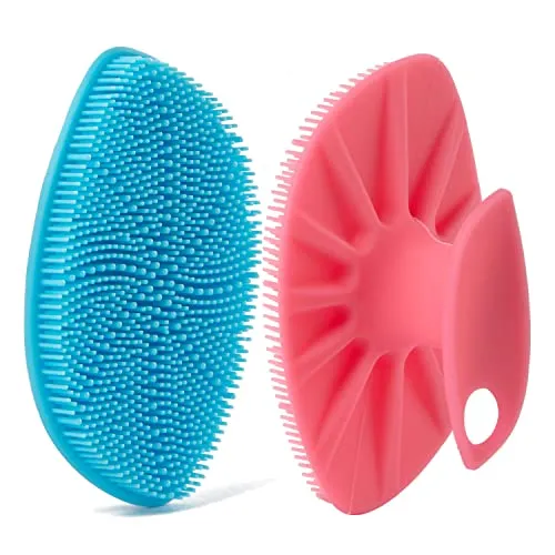 HieerBus Silikon Gesichtsreiniger, Gesichtsreinigungsbürste Silikon Gesichtswaschbürste, sanftes Peeling Pad Massagegerät, für Männer Frauen Reinigung und Peeling (Blau+ Rosa)