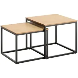 Modernes Couchtisch 2er Set aus Holz mit Metallgestell - Beistelltische fürs Wohnzimmer, platzsparendes 2-in-1 Design mit hochwertiger Verarbeitung und stabiler Konstruktion für vielseitige Nutzung.