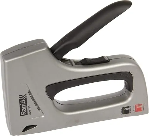 Rapid ALU753 Handtacker – Robuster Tacker aus Aluminium für Textilien, Leder und Dekorationen, für Klammern Typ 53 (6–14 mm) und Nägel Typ 8 (15 mm), Ergonomisch, Rückschlagfrei
