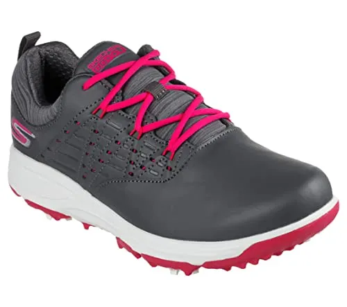 Skechers Damen Pro 2 wasserdichte Spiked Golfschuhe - Charcoal/Rosa - UK 4 - Damen-Golfschuhe mit wasserdichtem Design und optimalem Grip für besten Halt auf dem Golfplatz.