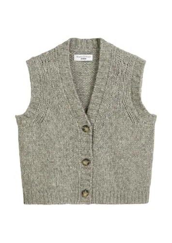 Marc O'Polo DENIM Strickweste cropped - Funktionsjacken aus kuscheligem Schurwolle-Alpaka-Mix, entspannter Schnitt mit tiefem V-Ausschnitt für einen lässigen Look.